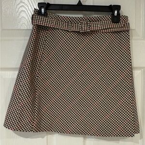 Houndstooth Preppy Dark Academia Belted Skirt H&M‎ Size 6